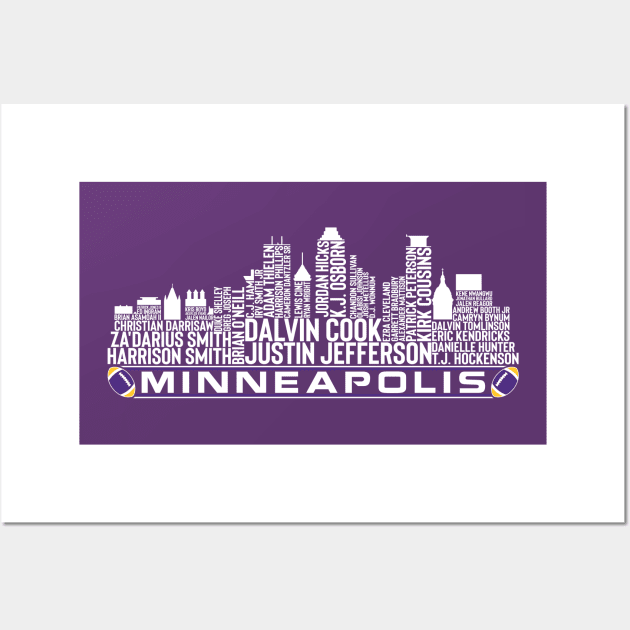 Minnesota Football Team 23 Player Roster, Minneapolis City Skyline Wall Art by Legend Skyline